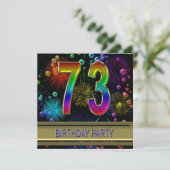 73. Geburtstagsparty Einladung mit Blasen (Stehend Vorderseite)