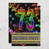 73. Geburtstagsparty Einladung mit Blasen (Vorne/Hinten)