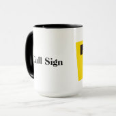 73 Ham Radio Tasse individuell mit Rufzeichen (Vorderseite Links)