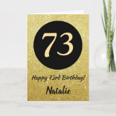 73. Happy Birthday Black and Gold Glitzer Card Karte (Vorderseite)