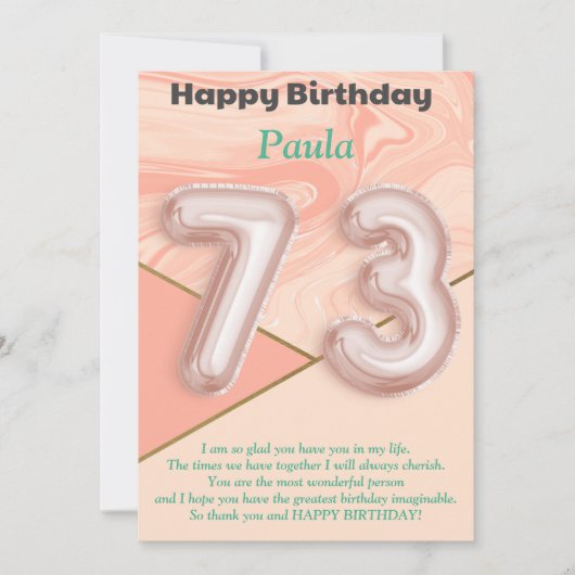 73-jährige Mädchen Happy Birthday Card (Vorderseite)