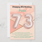 73-jährige Mädchen Happy Birthday Card (Rückseite)