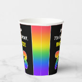 73rd Birthday: Colorful Rainbow # 73, Custom Name Pappbecher (Rechts)