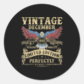 73rd Birthday December 1952 Men Funny 73 Years Old Runder Aufkleber (Vorderseite)