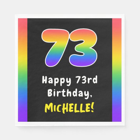 73rd Birthday: Rainbow Spectrum # 73, Custom Name Serviette (Vorderseite)