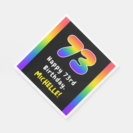 73rd Birthday: Rainbow Spectrum # 73, Custom Name Serviette (Ecke)