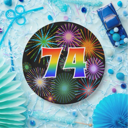 74. Event - Spaß, farbenfroh, kühl, Regenbogen 74 Pappteller (Party)