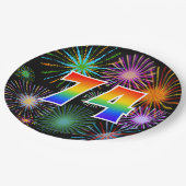 74. Event - Spaß, farbenfroh, kühl, Regenbogen 74 Pappteller (Schrägansicht)