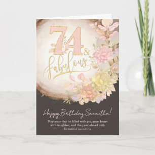74 & Fabulous Florale Fotobirthday Karte