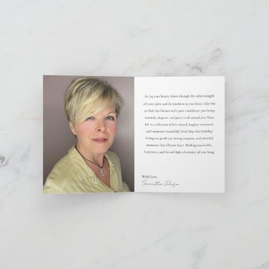 74 & Fabulous Orchid Photo Birthday Greeting Card Karte (Innenseite)