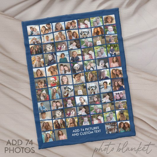 74 Foto-Collage-Raster - Benutzerdefinierter Text Fleecedecke