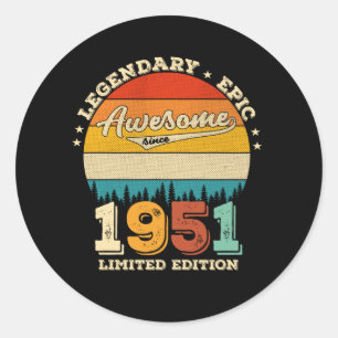 74. Geburtstag 1951 Tolles Geschenk zum 74. Geburt Runder Aufkleber