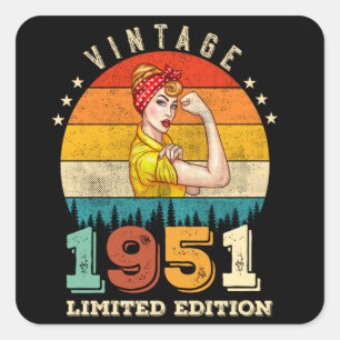 74. Geburtstag 1951 Vintage 74. Geburtstag Frauen Quadratischer Aufkleber
