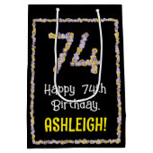 74. Geburtstag: Blumennummer, Individuelle Name, B Mittlere Geschenktüte (Rückseite)