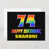 74. Geburtstag: Bold, Fun, Simple, Rainbow 74 Postkarte (Vorne/Hinten)