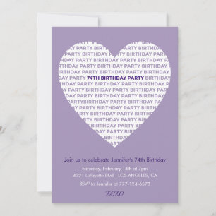 74. Geburtstag Einladung Typografie Xoxo