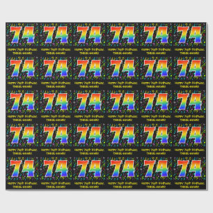 74. Geburtstag: Farbige Musiksymbole, Regenbogen 7 Geschenkpapier