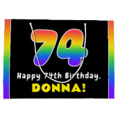 74. Geburtstag: Farbiger Regenbogen # 74, Individu Große Geschenktüte (Rückseite)