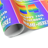 74. Geburtstag: Farbiges, lustiges Regenbogenmuste Geschenkpapier (Rolleneckpunkt)