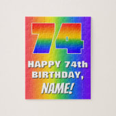 74. Geburtstag: Farbiges, lustiges Regenbogenmuste Puzzle (Vertikal)