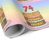 74. Geburtstag: Fun Cake and Candles + Individuell Geschenkpapier (Rolleneckpunkt)