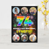 74. Geburtstag: Fun Rainbow #, Individuelle Name & Karte (Gelbe Blume)