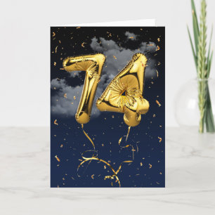 74. Geburtstag Gold Mylar Ballon und Confetti Card Karte