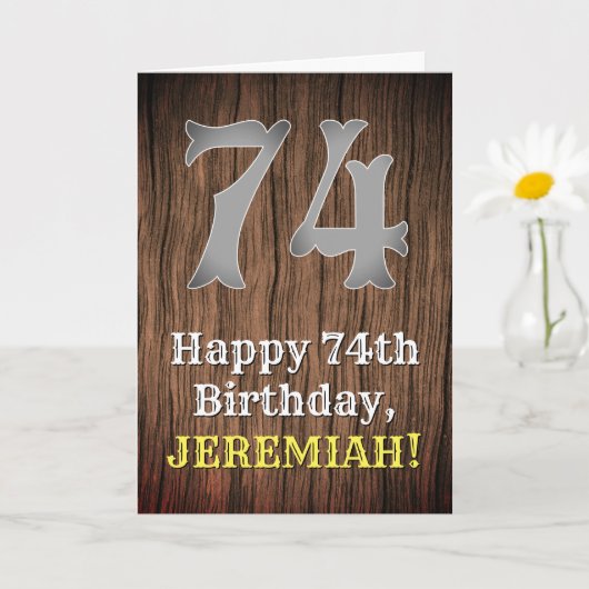 74. Geburtstag: Inspirierter Country Western Look, Karte (Kleine Pflanze)