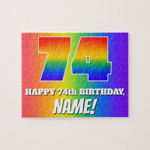 74. Geburtstag — mehrfarbiges Regenbogenmuster "74 Puzzle
