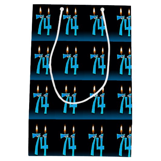 74. Geburtstag mit Augenkerzen Mittlere Geschenktüte (Rückseite)