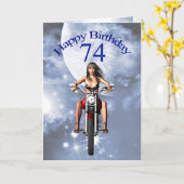 74. Geburtstag mit einem Biker Karte (Gelbe Blume)