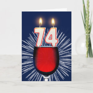 74. Geburtstag mit Wein und Kerzen Karte