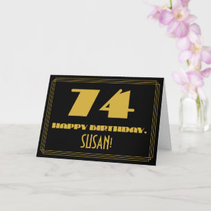 74. Geburtstag: Name + Art Deco inspiriertes Ausse Karte