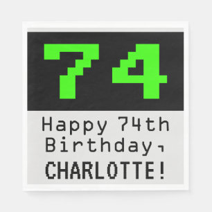 74. Geburtstag - Nerdy / Geeky Style "74" & Name Serviette