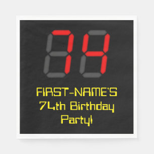 74. Geburtstag: Red Digital Clock Style "74" + Nam Serviette
