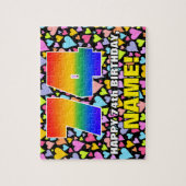 74. Geburtstag — Spaß, Liebende Herzformen + "74" Puzzle (Vertikal)