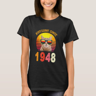 74. Geburtstag Vintage-Katze Großartig seit 1948 T-Shirt