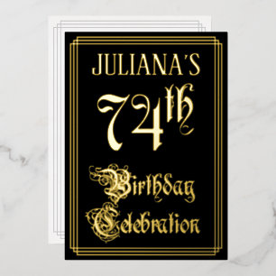 74. Geburtstagsfeier — Elegante Schriftart und ben Folieneinladung