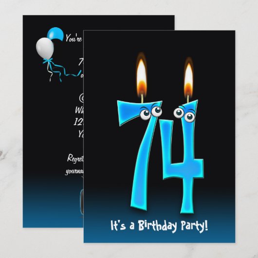 74. Geburtstagsparty Einladung (Vorne/Hinten)