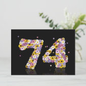 74. Geburtstagsparty mit Blumenbriefen Einladung (Stehend Vorderseite)