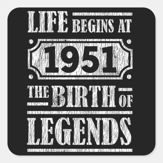 74 Jahre alt 1951 Geburt der Legende 74. Geburtsta Quadratischer Aufkleber (Vorderseite)