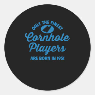 74 Jahre alter Cornhole Player 1951 74. Geburtstag Runder Aufkleber