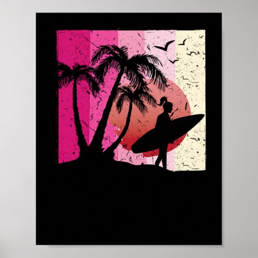 74.Surfing Surfer Girl Surfbrett Sunse Sunse Poster (Vorne)