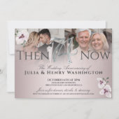 74th Anniversary Refined Orchid Then And Now Einladung (Vorderseite)