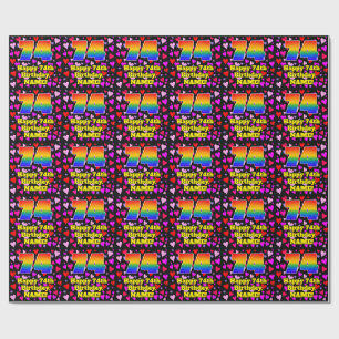 74th Birthday: Loving Hearts Pattern, Rainbow # 74 Geschenkpapier