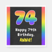 74th Birthday: Rainbow Spectrum # 74, Custom Name Serviette (Vorderseite)