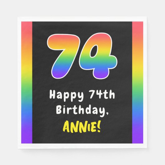 74th Birthday: Rainbow Spectrum # 74, Custom Name Serviette (Vorderseite)