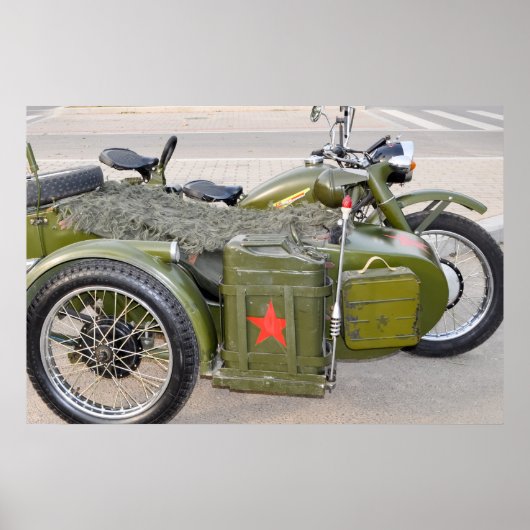 750B-2 Motorrad mit Beiwagen Poster (Vorne)