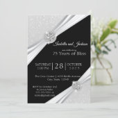 75./60. Weißer Glitzer Diamant Jahrestag Einladung (Stehend Vorderseite)