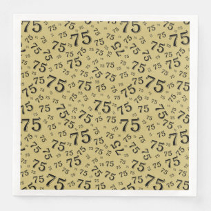 75. Alters Zufallszahlenmuster Schwarz/Gold Serviette